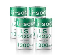WAEUUKKPO LS14250 [1/2AA] [Lot de 4] Batterie au lithium 3,6 V 1300 mAh non rechargeable ER14250 pour compteur d'eau, compteur électrique, instruments médicaux et appareils, etc