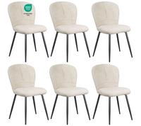 WAFTING Lot de 6 Chaises de Salle à Manger, Design Coquille en Chenille Doux, Pieds Métal,Beige