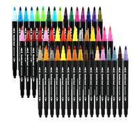 Wafuesh Ensemble de 48 Feutres Aquarelle Double Pointe - Stylos de Coloriage à Pointe Fine et Pinceau, Couleurs Variées pour Adultes Enfants, Scrapbooking, Journal, Dessin et Calligraphie Artistique