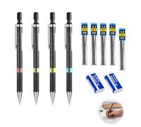 Wafuesh Lot de 4 Porte-mines Mécaniques, Crayons Mécaniques en 0,3 mm, 0,5 mm, 0,7 mm et 0,9 mm avec Recharges de Plomb HB et Gommes pour Écriture, Dessin et Esquisse, mechanical pencil