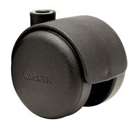 Wagner 01002301 Roulette de meuble design - Roulette pivotante double - Rigide - Diamètre : 50 mm - Hauteur : 55 mm - Noir - Charge maximale : 50 kg