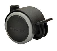 Wagner 01072701 Roulette de meuble pivotante double - Souple - Diamètre : 40 mm - Hauteur : 45 mm - Avec frein - Noir - Charge maximale : 35 kg