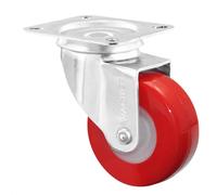 Wagner 01214001 Roulette pivotante souple Diamètre 40 mm Hauteur 55 mm Acier galvanisé Rouge/blanc Plaque de fixation 35 x 45 mm Charge maximale 40 kg