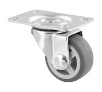 Wagner 01217901 Roulette pour meuble/roulettes pivotantes souples Ø 30 mm, hauteur 40 mm, acier galvanisé, gris, plaque de fixation 34 x 48 mm, charge maximale 15 kg