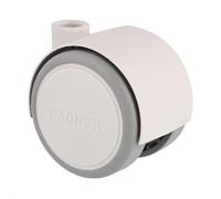 Wagner 01670401 Roulette pivotante pour meuble, souple, diamètre 40 mm, hauteur 45 mm, blanc papyrus/gris, charge maximale 35 kg