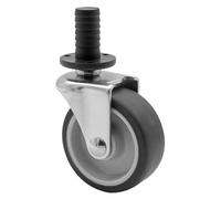 Wagner 01908801 Roulette pivotante pour chariot à thé, diamètre 50 mm, hauteur 65 mm, gris souple, tige + douille Ø 12 mm, charge maximale 50 kg