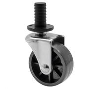 Wagner 01908901 Roulette pivotante pour chariot à thé, diamètre : 50 mm, hauteur : 60 mm, dur, gris, tige + douille Ø 12 mm, charge maximale 50 kg