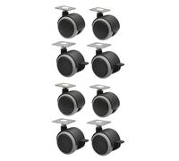Wagner 02072488 Lot de 8 roulettes doubles pour meubles, diamètre 40 mm, hauteur 55 mm, surface de roulement souple, plaque de vissage 42 x 42 cm, 4 avec frein, capacité de charge 30 kg/roulette