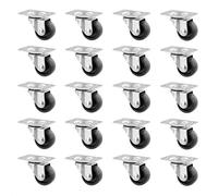 Wagner 02210920 Lot de 20 roulettes pivotantes pour meuble, diamètre 30 mm, hauteur 40 mm, acier galvanisé, noir, plaque de fixation 34 x 48 mm, charge maximale 15 kg