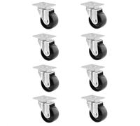 Wagner 02212000 Lot de 8 roulettes pour meubles/pivotantes Ø 40 mm Hauteur 55 mm Acier galvanisé Noir Plaque de montage 42 x 42 mm Charge maximale 35 kg