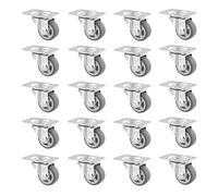 Wagner 02217920 Lot de 20 roulettes pivotantes en acier galvanisé avec plaque à visser Gris Ø 30 mm Hauteur 40 mm Charge maximale 15 kg