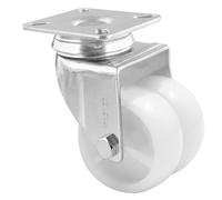 Wagner 03125201 Eco Roulette pivotante double - Diamètre : 50 mm, hauteur de construction 75 mm, acier galvanisé, blanc, plaque de fixation 60 x 60 mm, capacité de charge 70 kg