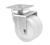 Wagner 03127701 Roulette pivotante double Eco - Diamètre 75 mm, hauteur 100 mm, acier galvanisé, blanc, plaque de fixation 65 x 75 mm, capacité de charge 100 kg