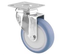 Wagner 03177601 Roulette pivotante souple Deluxe - Diamètre 75 mm, hauteur 100 mm, acier galvanisé, bleu/blanc, plaque de fixation 60 x 60 mm, capacité de charge 75 kg