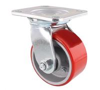 WAGNER Roulette pivotante Soft pour charges lourdes - Ø 100 mm, acier & fonte, rouge / argent, plateau, charge max. 230 kg - 04011601