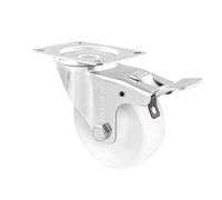 Wagner 04750001 Roulette pivotante, diamètre : 100 mm, hauteur : 125 mm, en acier galvanisé, blanc, dispositif de blocage et plaque de fixation : 85 x 105 mm, charge maximale : 70 kg