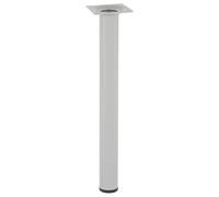 Wagner 12123001 Pied de Meuble Classic rétro Ø 30 x 300 mm Plaque de Fixation intégrée 60 x 60 mm Filetage intérieur Ø 10 mm Acier revêtu par pulvérisation Aluminium argenté - 12123001