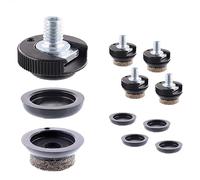 Wagner 15418099 Justus Slim Lot de 4 Pieds de Meuble/de nivellement - Ø 20 x M6 x 8 mm, avec Insert Coulissant QuickClick System en Feutre de Laine Ultra Doux et Plastique Noir Ø 20 mm