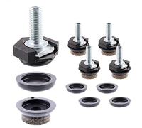 Wagner 15428199 Justus Slim Lot de 4 Pieds de Meuble/de nivellement Ø 20 x M6 x 15 mm, avec système QuickClick System, Feutre de Laine Ultra Doux et Plastique Noir Ø 20 mm