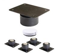 Wagner 16907199 Lot de 4 Pieds de Meuble réglables en Plastique Noir Ø 45 x 25-35 mm avec Patins Souples QuickClick® Ø 30 mm, Plaque de Fixation 60 x 80 mm