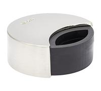 WAGNER Butoir de porte à VISSER ou COLLER au sol - diamètre Ø 50 x 18 mm, corps en zinc moulé sous pression, aspect acier inox, protection en caoutchouc, matériel de montage inclus - 15515111