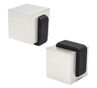 WAGNER Butoir de porte CUBE en ACIER - 40 x 40 x 45 mm, à visser au sol, butoir design en acier industriel d'aspect inox et caoutchouc thermoplastique, matériel de montage inclus - 15516211