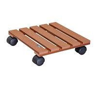 WAGNER Chariot de Plantes WPC 29 x 29 x 8,5 cm | Porte Plante pour intérieur + extérieur | Support Roulant pour Pot en Composite Bois-Plastique, Terracotta | Capacité de Charge 60 kg - 20051001