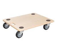 WAGNER Chariot de transport, aide au transport, bois contreplaqué, 60 x 50 x 13,5 cm, capacité de charge 400 kg, roulettes pour meubles pour déménagements, planche à roulettes lourdes, roues souples