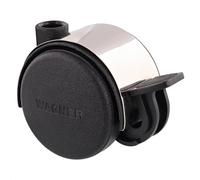 Wagner Design 01152601 Roulette de meuble/pivotante Double roulette rigide Diamètre 40 mm Hauteur 45 mm Noir/chromé Verrouillage Charge maximale 35 kg