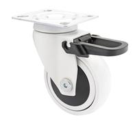 WAGNER Design - 3C - Roulette pivotante/roulette de transport/roulette de meuble - blanc, bande de roulement souple, Ø 75 mm, frein total, roulement à billes, charge max. 75 kg - 01237601