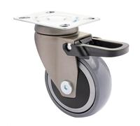 WAGNER Design - 3C - Roulette pivotante/roulette de transport/roulette de meuble - gris, bande de roulement souple, diamètre Ø 75 mm, frein total, roulement à billes, charge max. 75 kg - 01237801