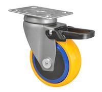 WAGNER Design - 3C - Roulette pivotante/roulette de transport/roulette de meuble - multicolore, bande de roulement souple, Ø 75 mm, frein total, roulement à billes, charge max. 75 kg - 01237501