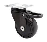 WAGNER Design - 3C - Roulette pivotante/roulette de transport/roulette de meuble - noir, bande de roulement souple, diamètre Ø 75 mm, frein total, roulement à billes, charge max. 75 kg - 01237701