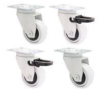 WAGNER Design 3C - Roulettes pivotantes soft, lot de 4 - Ø 50 mm, blanches, 2 avec frein, roulement à billes, charge max. 50 kg chacune - 02225104