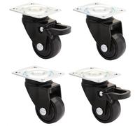 WAGNER Design 3C - Roulettes pivotantes soft, jeu de 4 - Ø 25 mm, 2 avec frein, noires, plaque à visser, charge max. 12 kg chacune - 02222704