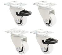 WAGNER Design - 3C - Roulettes pivotantes/roulettes de meuble lot de 4 pièces - blanc, souple, diamètre Ø 25 mm, 2 roulettes chacune avec et sans frein, charge max. 12 kg/roulette - 02222604