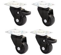 WAGNER Design 3C - Roulettes pivotantes soft, jeu de 4 - Ø 25 mm, 2 avec frein, noires, plaque à visser, charge max. 12 kg chacune - 02222704