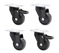 WAGNER Design 3C - Roulettes pivotantes soft, jeu de 4 - Ø 50 mm, noir, 2 avec frein, roulement à billes, charge max. 50 kg chacune - 02225204