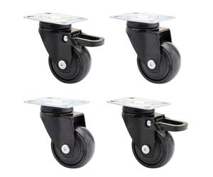 WAGNER Design 3C - Roulettes pivotantes soft, jeu de 4 - Ø 50 mm, noir, 2 avec frein, roulement à billes, charge max. 50 kg chacune - 02225204