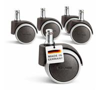 WAGNER design yourself Roulettes de chaise de bureau pivotantes - MOU - kit 5 parties - Ø 50 mm, freiné par intervalles, axe 11 x 20 mm, capacité de charge 50 kg/roulette - 02401161 Noir/Gris