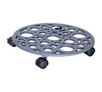 WAGNER Design Yourself Support à roulettes pour Pot de Fleur Bubble Ø 38 x 6,5 cm I pour l'intérieur + l'extérieur I Roule Pot en Fonte, Gris Ardoise I 2 Freins I Capacité de Charge 75 kg - 20092001