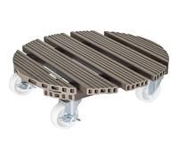 WAGNER Design Yourself Support à roulettes pour Pot de Fleur WPC Ø 38,5 x 11 cm I intérieur + extérieur I Roule Pot en FSC Composite Bois-Plastique, Taupe I Capacité de Charge 150 kg - 20055601