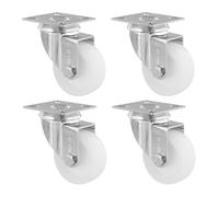 Wagner Eco 02125000 Lot de 4 roulettes pivotantes Ø 50 mm, hauteur 70 mm, acier galvanisé, blanc, plaque de fixation 50 x 50 mm, charge maximale 50 kg