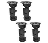 Wagner Lot de 4 pieds de cuisine réglables 12039500 Lot de 2 - plastique noir, diamètre 46 x 100 - 120 mm avec plaque de vissage.