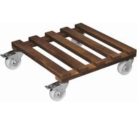 WAGNER Rouleau pour plantes PALETTI BIG 45 x 45 x 13 cm, extérieur & intérieur, bois, marron, freins, capacité de charge 250 kg, marchandise UE - 20087001