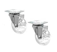 Roulettes pivotantes WAGNER - SKATERRAD - Lot de 2 - Ø 50 mm, transparent/brillant, plaque à visser, charge admissible : 40 kg chacune - 03108502