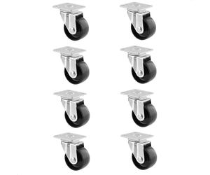 WAGNER Roulette de meuble / Roulette pivotante Lot de 8 - Ø 40 mm, acier galvanisé, noir, plaque à visser, charge max. 35 kg - 02212100