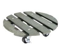 WAGNER Roulette pour plantes WPC FSC® Ø 29 x 7,5 cm I Roulette à fleurs pour extérieur et intérieur I Roulette de jardinière FSC® Wood Plastic Composite Vert I 2 verrous I Charge maximale 100 kg