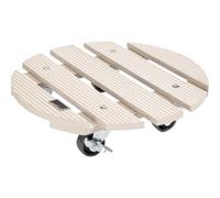 WAGNER Roulette pour plantes WPC FSC® Ø 29 x 7,5 cm I Roulette à fleurs pour extérieur et intérieur I Roulette de jardinière FSC® Wood Plastic Composite, gris clair I 2 verrous I Charge maximale 100