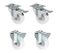 WAGNER Roulette professionell lot de 4 - Ø 75 mm, plaque de montage env. 60 x 42 cm, 2 roulettes fixes, 2 roulettes pivotantes avec frein, roulements à rouleaux, charge max. 60 kg/roulette- 04007505